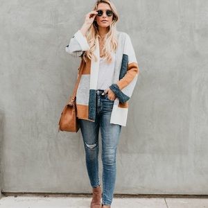 Color block knit cardigan